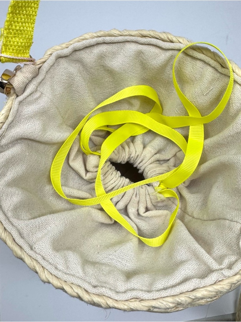 NEW Rachel Ashwell Pineapple Straw Bucket Drawstring Bag Purse  Embroidered - Picture 4 of 10